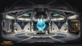 Diese Konzeptgrafik des Hauptraums auf dem Jedi-Raumschiff zeigt den zentralen Holoprojektor
